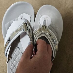 New With Tags Silver Flip Flops